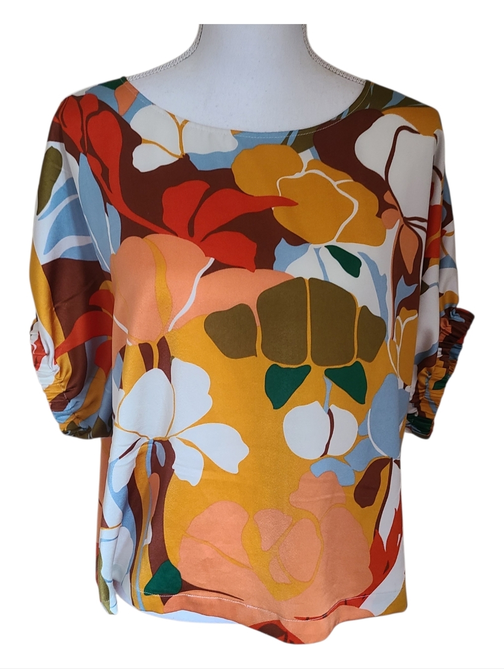 melloday colorful popover blouse short sleeve size S